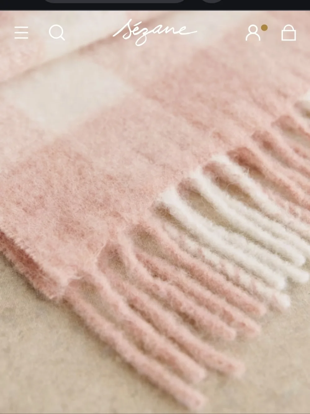 Sezane Louise Alpaca Scarf Ecru Rose Check NWOT